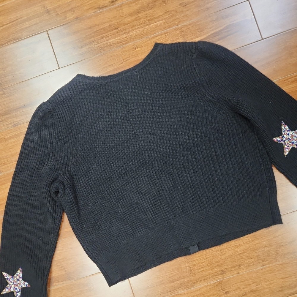 Boden Black Star-Embellished Ribbed Cardigan Women's Size Medium New - Picture 7 of 7